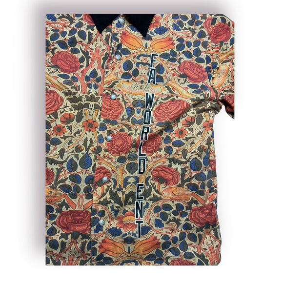 F*cking Awesome FA Worldwide Collared Tee Floral Polo Size XL Warm Up Top Skater - Picture 3 of 6